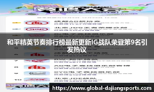 和平精英节奏排行榜最新更新IG战队荣登第9名引发热议